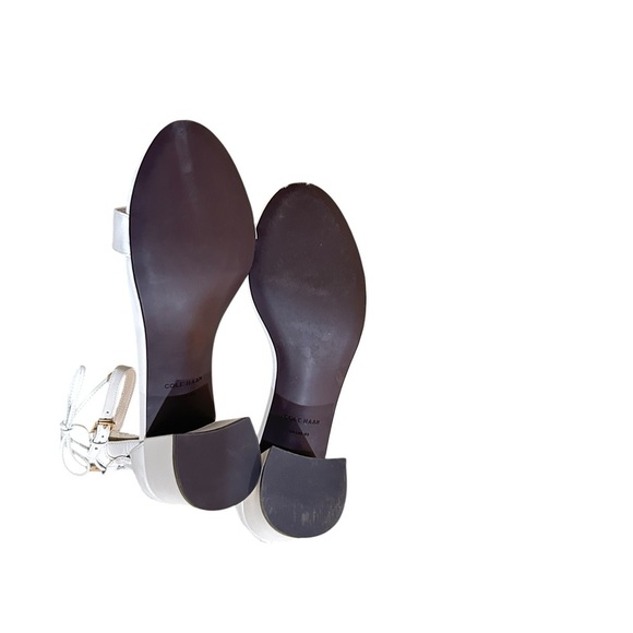 Cole Haan Grand OS off White Block Heel Sandals lace up detail ankle strap 8 - Picture 10 of 11